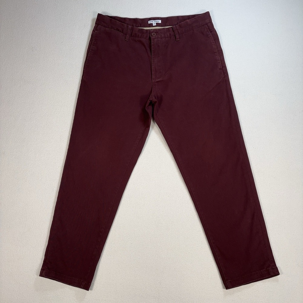 Banks Journal Pants Men 32 (fits 33x25) Burgundy Tapered Stretch Chino Huckberry